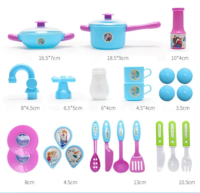 Ensembles de cuisine simulés de lumières et de son Disney Frozen, maison de jeu de nourriture, maison de cuisine pour enfants, jouets de cuisine, cadeau d'anniversaire pour fille