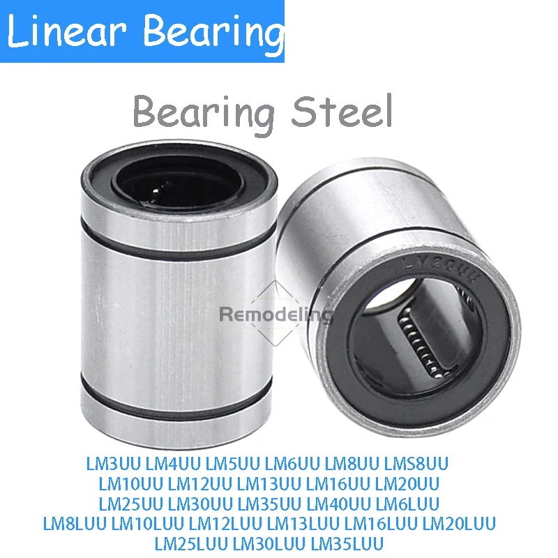 

Linear Bearing Bearing Steel LM3 LM4 LM5 LM6 LM8 LM10 LM12 LM13 LM16 LM20 LM25 LM30UU / LUU for Rods Rail Linear Shaft Parts