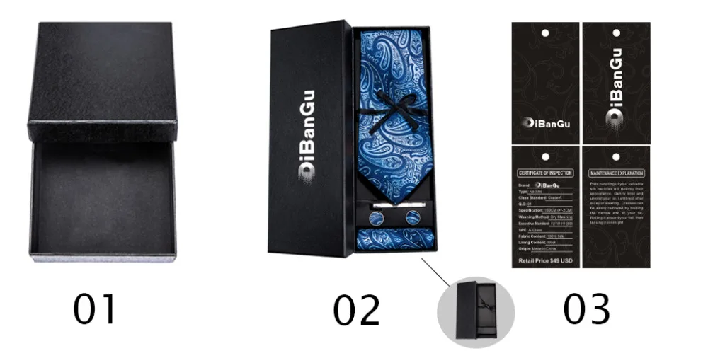 Männer Schwarz Weiß Grau Krawatten Gestreiften Paisley Floral Hochzeit Formale Krawatte Taschentuch Manschettenknöpfe Geschenk Dropship – Detail 10