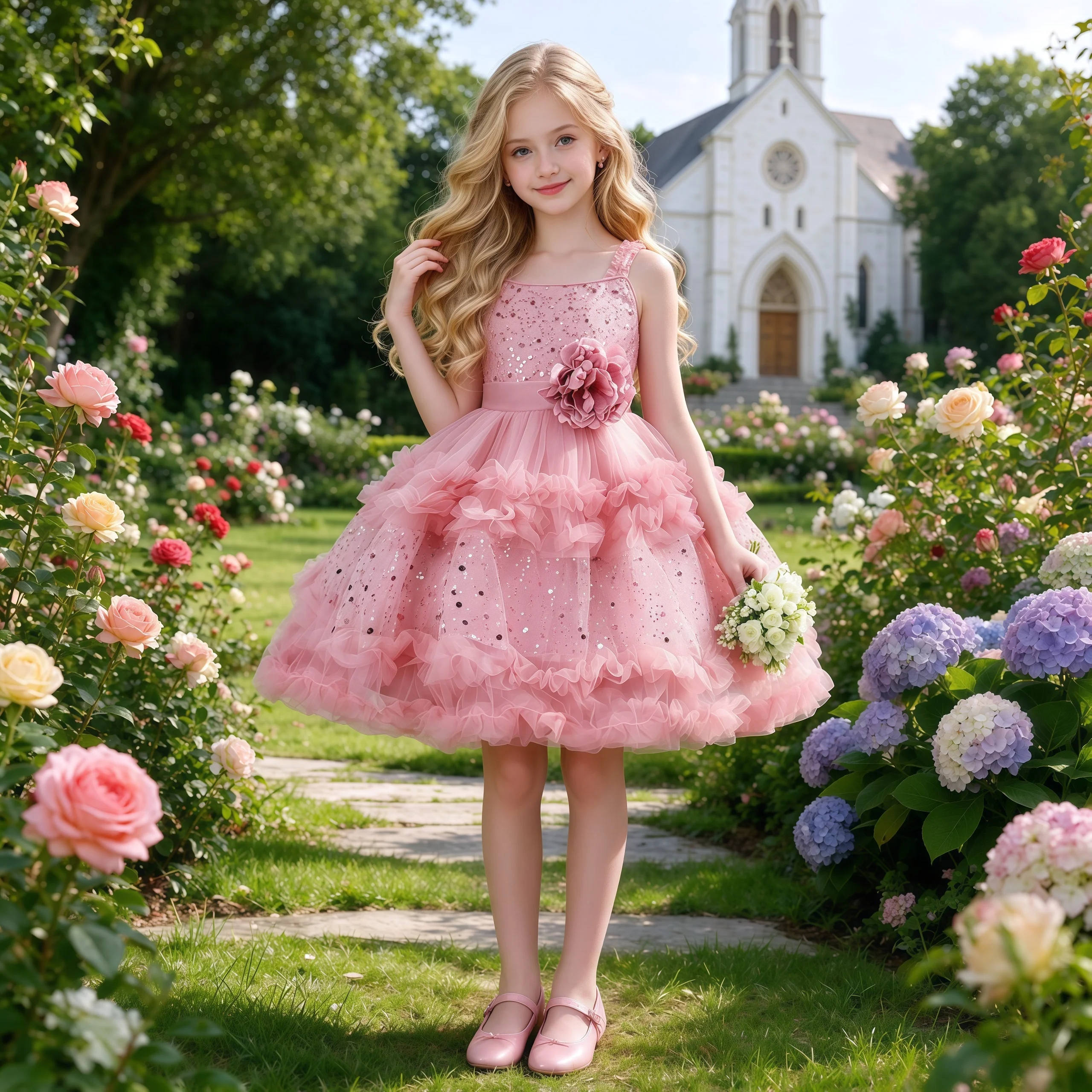 Elegant Flower Wedding Princess Girls Dress Gala Birthday Baptism Party Prom Dresses for Girl Piano Performance Bridesmaids Gown