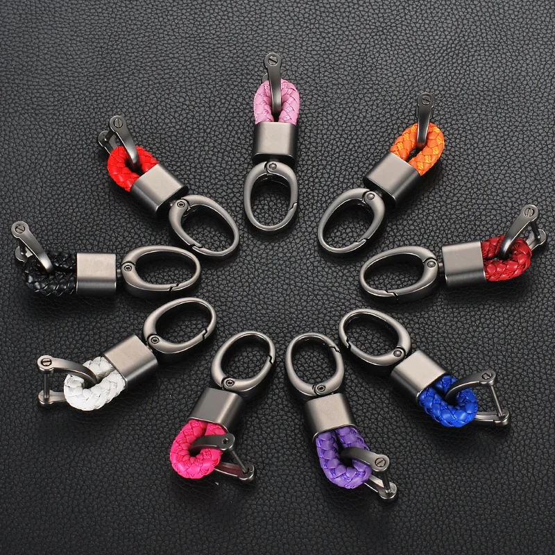 New Hand-Woven Leather Key Chain Men Women Rope Car Keyring  Charm Waist Metal Key Holder High Quality Keychains Gift Jewelry