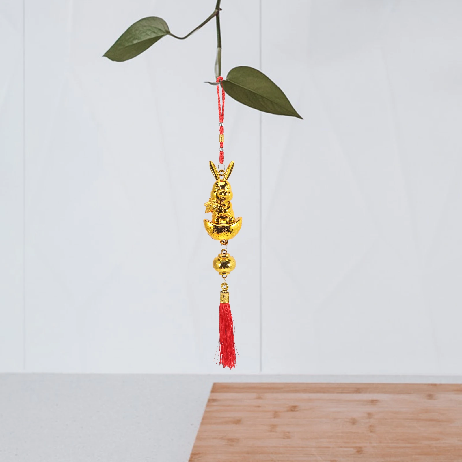 

6pcs Zodiac Bunny Pendant Plastic Red Tassel Chinese Style New Year Decor Bonsai Hanging naments Spring Festival Long Term Use