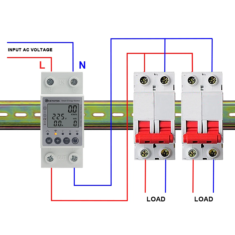 Din Rail Single Phase Energy Meter No/With WiFi Power Consumption Voltage Watt Pulse Output Energy Saving Monitor Tuya Control