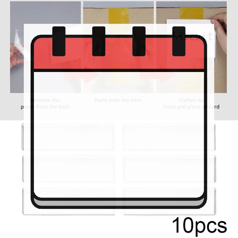 

10Pcs Clear Adhesive Shelf PVC Tag Pockets Label Holders For DIY Organizing Classify Items Stationery Office Home Storage