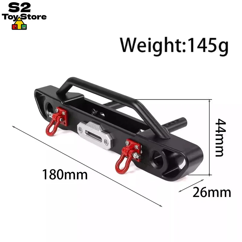 For Rlaarlo Metal Front Bumper Upgrade Replacement Parts With Pedal And Red D Rings For 1/7 RC Crawler Car MK07 Heavy Duty 180mm