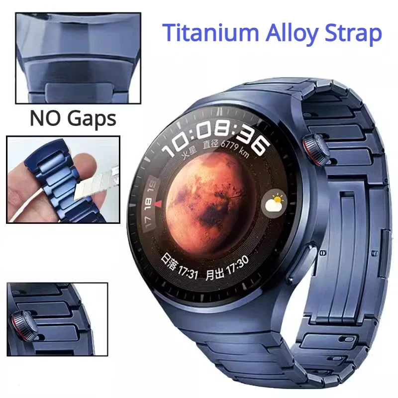 Blue Color No Gaps Titanium Alloy Watchband for Huawei Watch 4 Pro Mars Titanium ,Urltra-Light Wristband