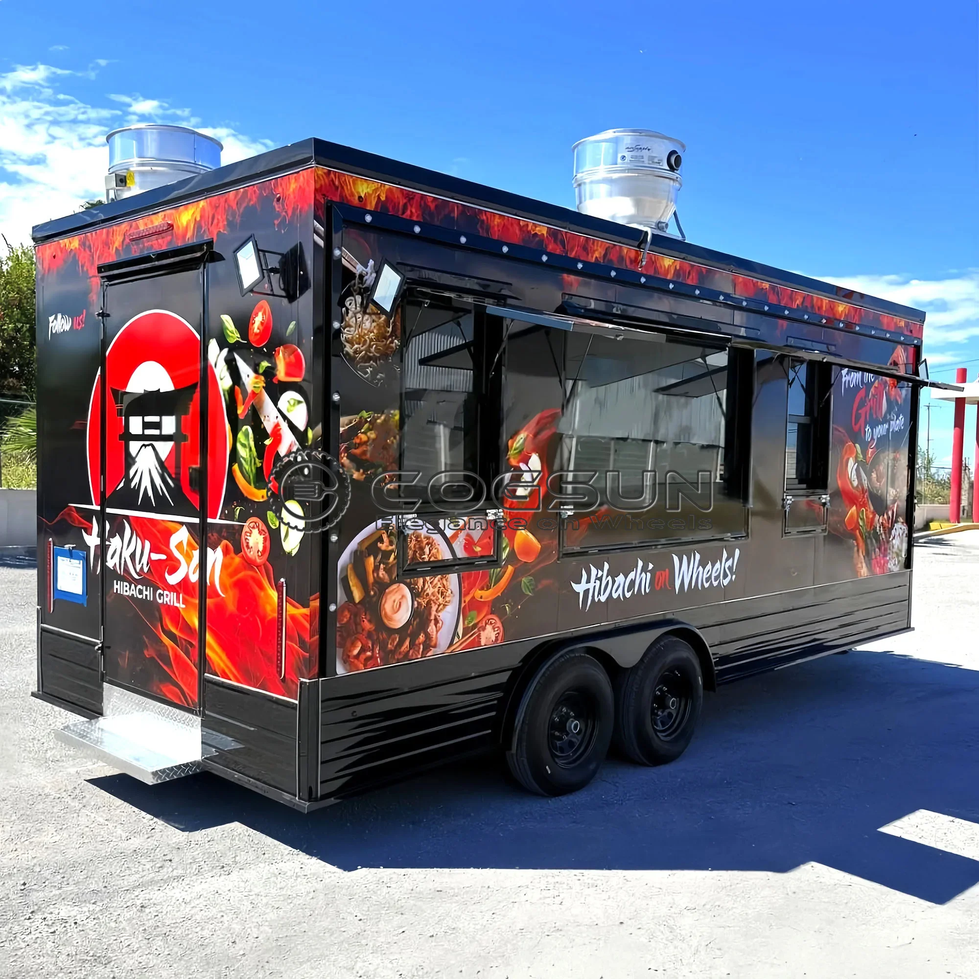 

COGSUN Mobile Food Trucks Fully Equipped Kitchen Equipment with Ice Cream Truck BBQ Pizza Beverage Camper Trailer