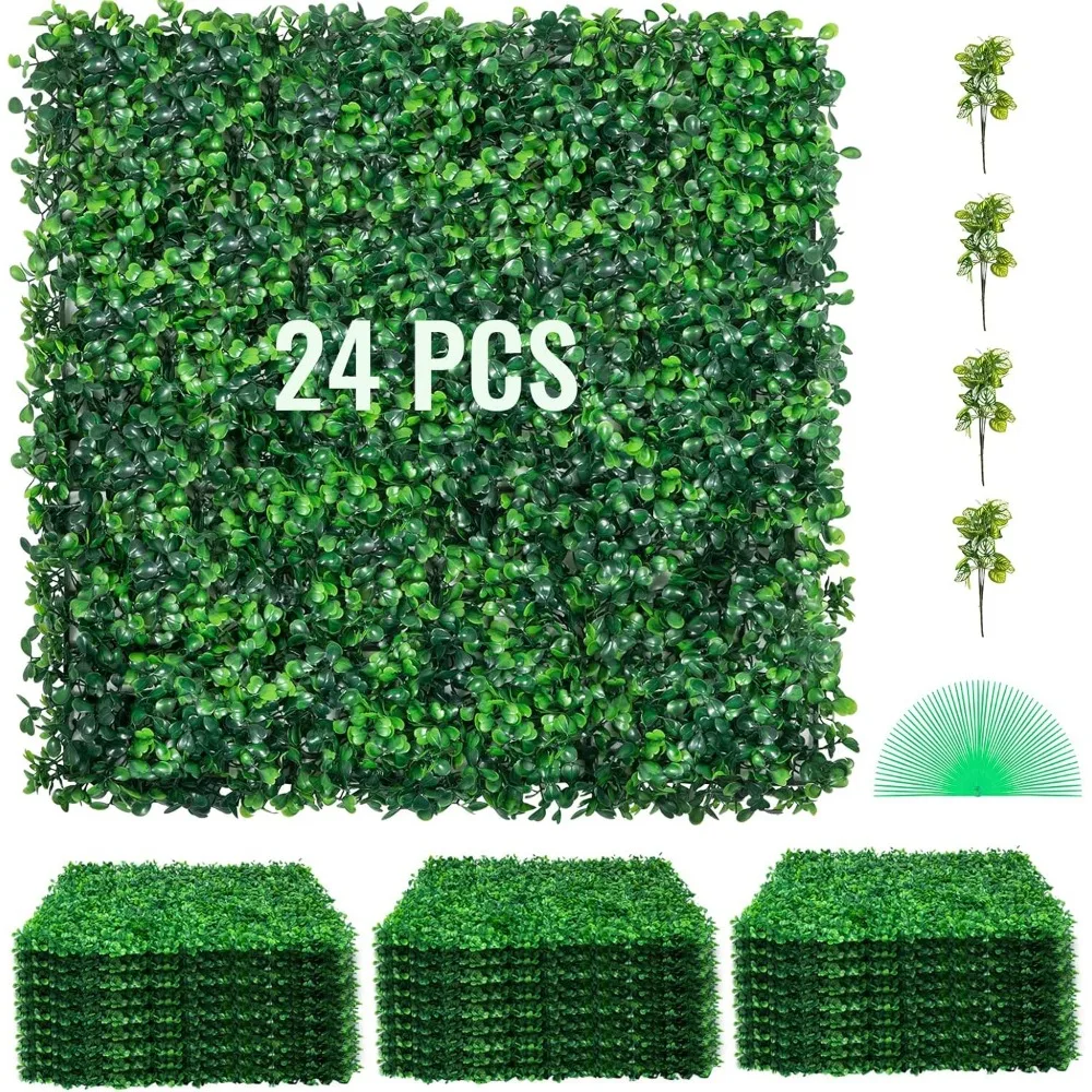 

24PCS 20"x20" Artificial Boxwood Panels,Boxwood Hedge Wall Panels,Artificial Grass Backdrop Wall 1.6", Privacy Hedge Screen UV