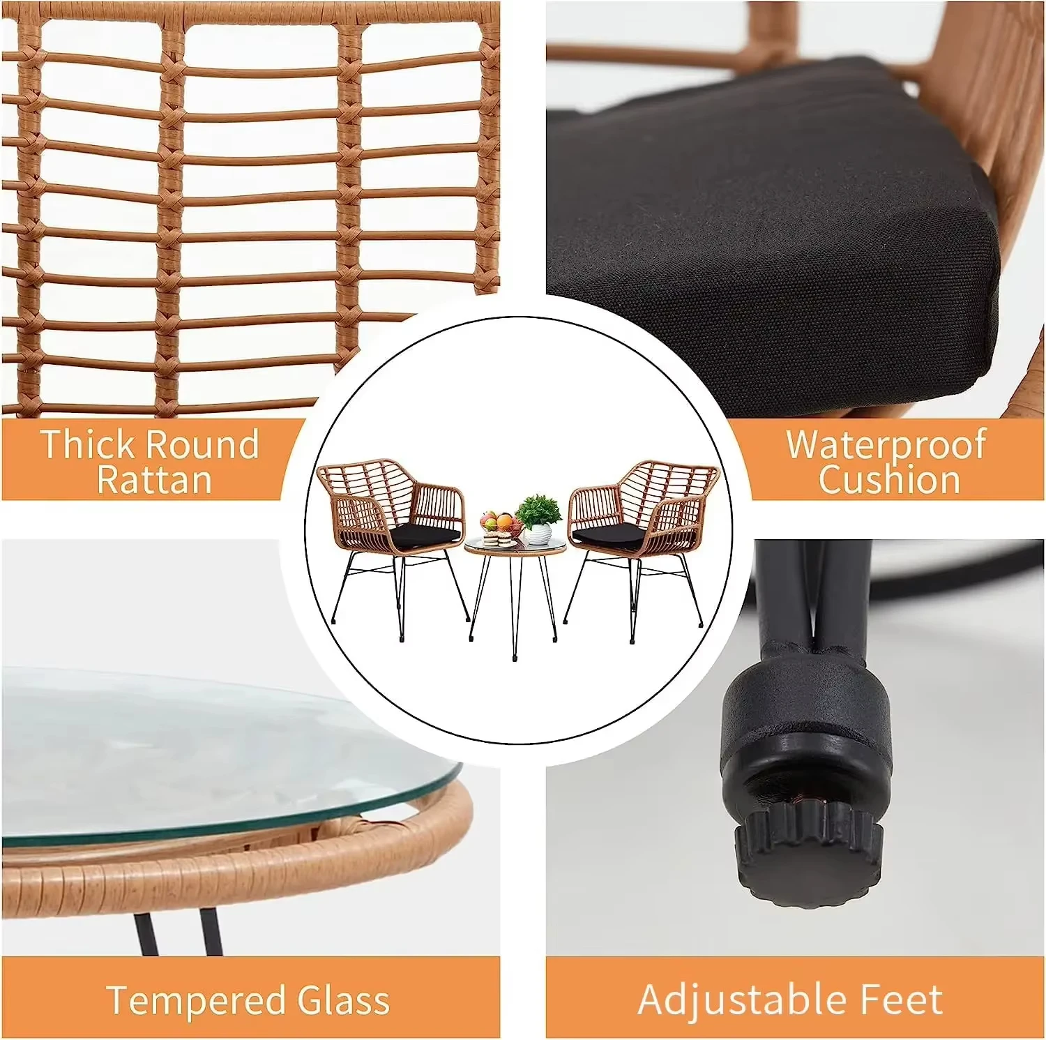 Wholesale cheap rattan chair restaurant outdoor terrace 2 seat table and chair set
