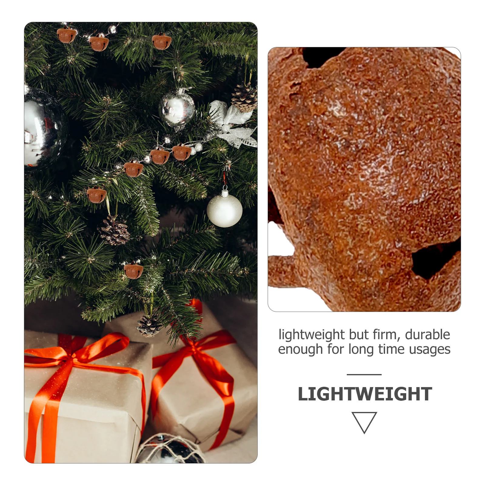 

100pcs Vintage Bell Rusted Metal Bells Star-Shape Cutouts For Christmas Wreath Hanging Decor Diy Craft Supplies Retro Style