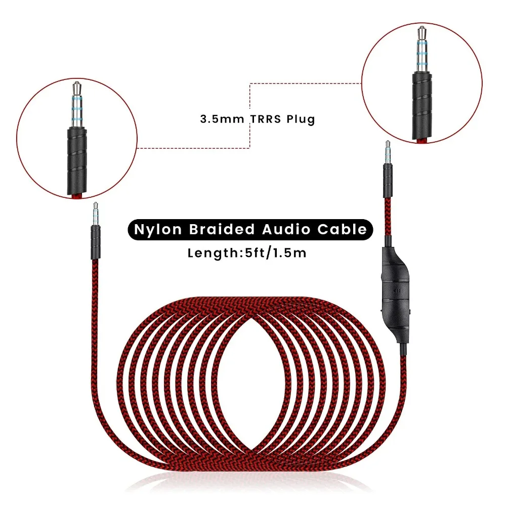 Replacement Cable Extension Cord for Logitech G933 G933S G633 G633S G635 DTS G935 Headset With Inline Mic Switch Volume Control