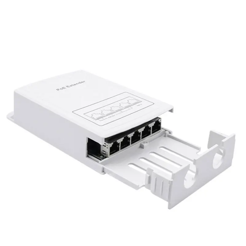 AT82-1Pc 100M Outdoor POE Repeater IP30 30W 44-57V VLAN Wall Mount Waterproof Plug And Play