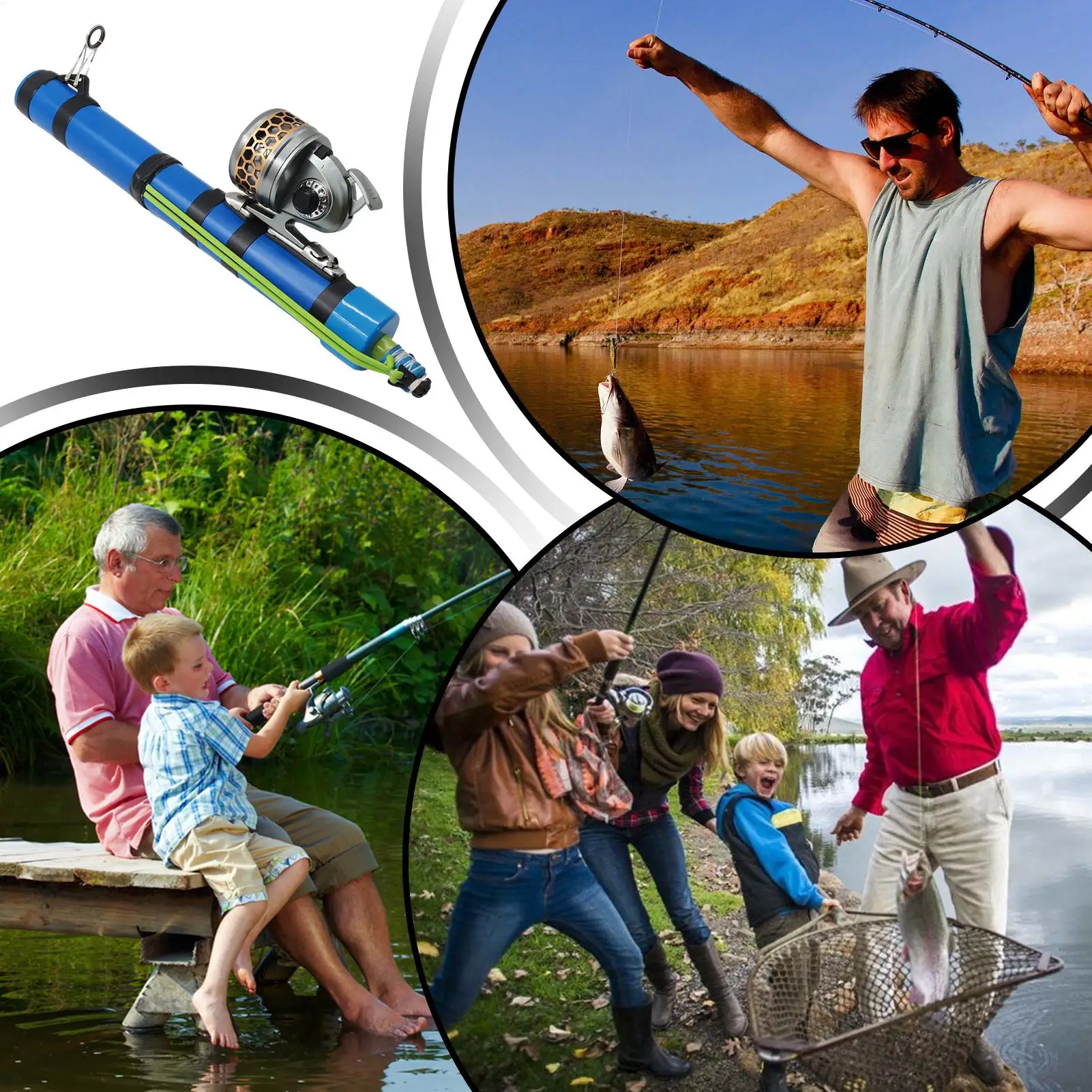 Fishing Pole Slingshot Design Compact Fish Tool With Reel Fishing Catapult Rod for Traveling for Bass Trout Catfish Freshwater view 2
