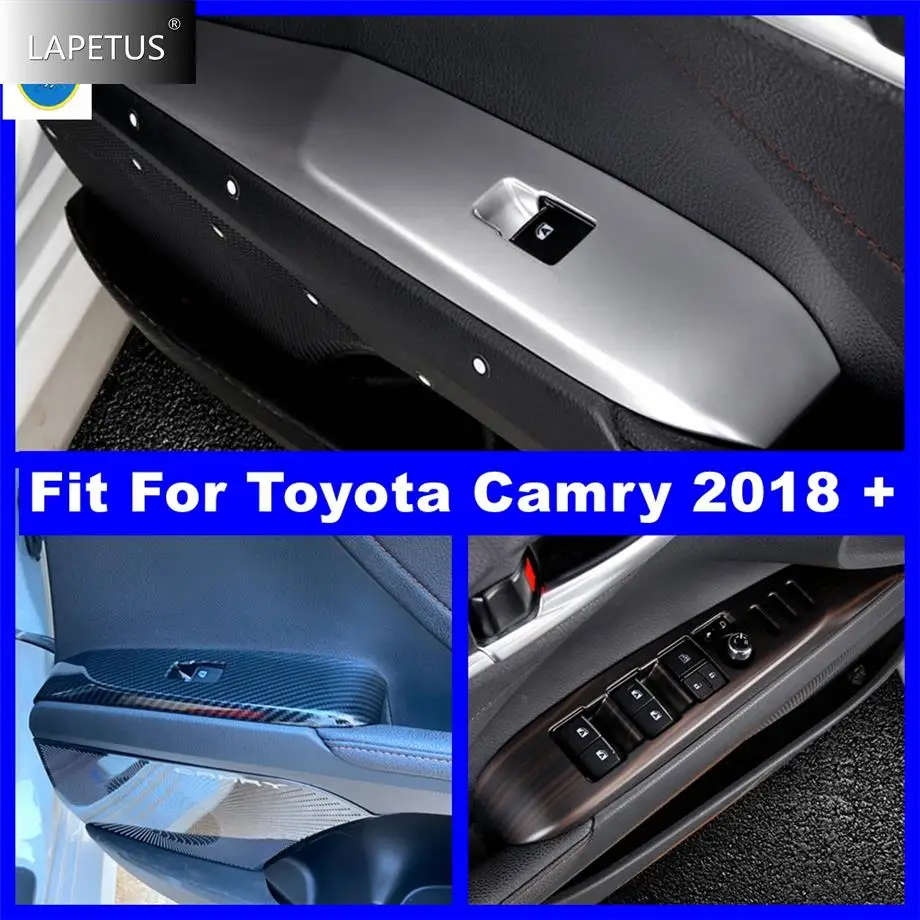 

Car Glass Armrest Lift Button Control Panel Cover Trim For Toyota Camry 2018 - 2023 Wood Grain / Carbon Fiber Interior Refit Kit