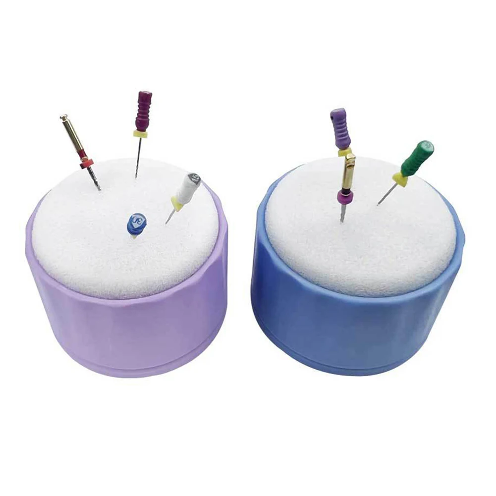 Dental Endo File Clean Stand Foam Sponge Round Holder S/L Autoclavable Root Canal Endodontic Files Plastic Organizer Purple Blue