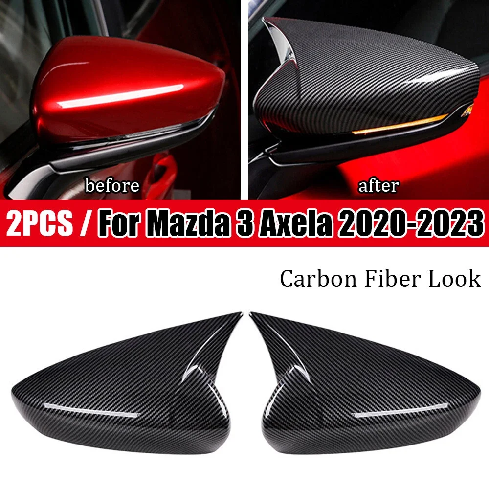 

For Mazda 3 Axela 2019 2020 2021 2022 2023 Car Sticker Rearview Side Mirror Cover Wing Cap Exterior Door Case Trim Carbon Look