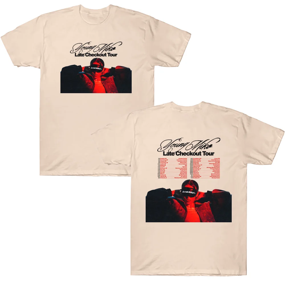 Young Miko Late Checkout Tour T-shirts Hip Hop Style Graphic Tee Men Casual Loose Short Sleeve Top Street Style Women Cotton Tee
