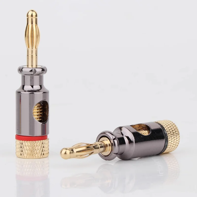 8PCS 4mm Gold Plated Banana Plugs, Solderless Screw Type Connectors for Stereo Speaker Audio Wire