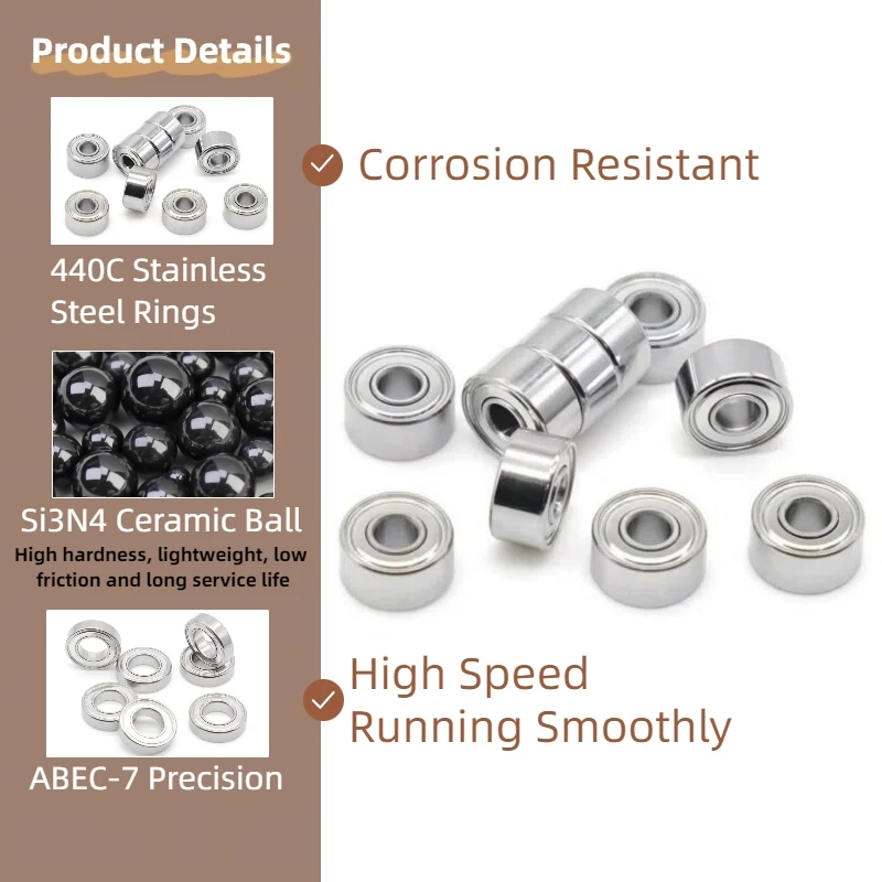 1 Stück S693ZZ CB 3x8x4 mm Edelstahl-Hybrid-Keramik-Kugellager, Bohrung 2 mm, 3 mm, 4 mm, 5 mm, SMR52ZZCB, SMR63ZZCB, SMR74ZZCB, SMR95ZZCB – Detail 4