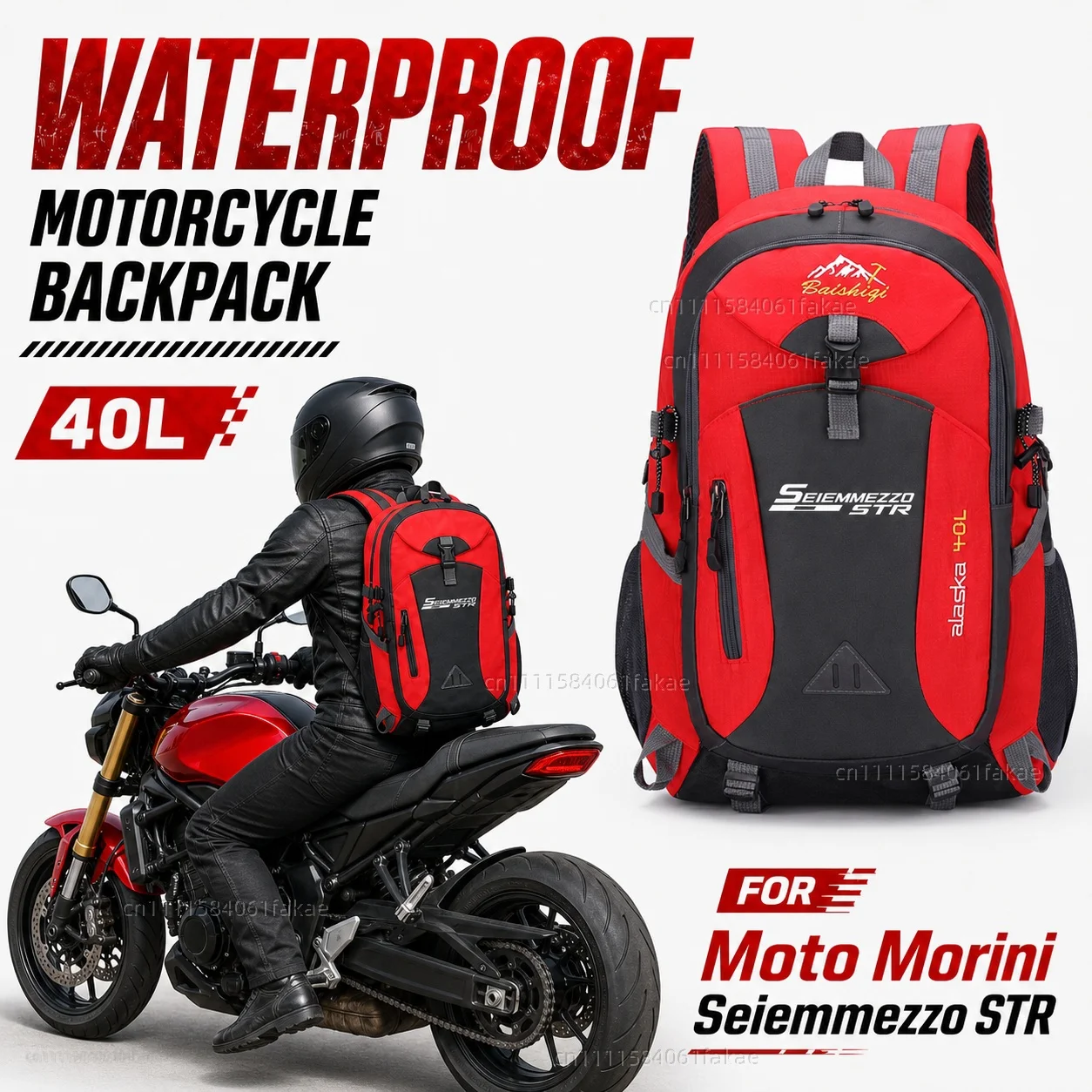 FÜR Moto Morini Seiemmezzo STR 2022-2026 Motorrad-Rucksack 40L Wasserdichter Reiserucksack Outdoor Wandern Camping Tagesrucksack