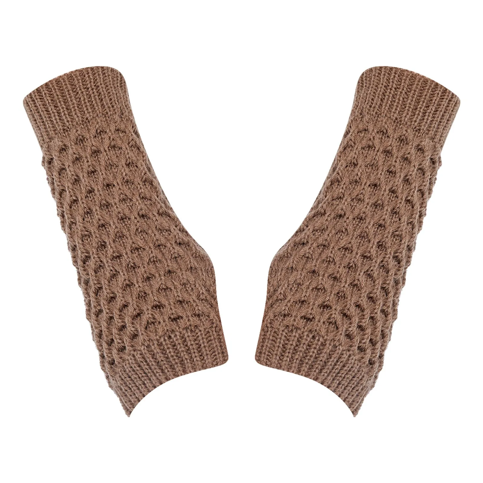 Fashion Women Winter Gloves Hand Knitted Crochet Half-Finger Gloves Solid Color Soft Warmer Mittens Outdoor Driving Gloves