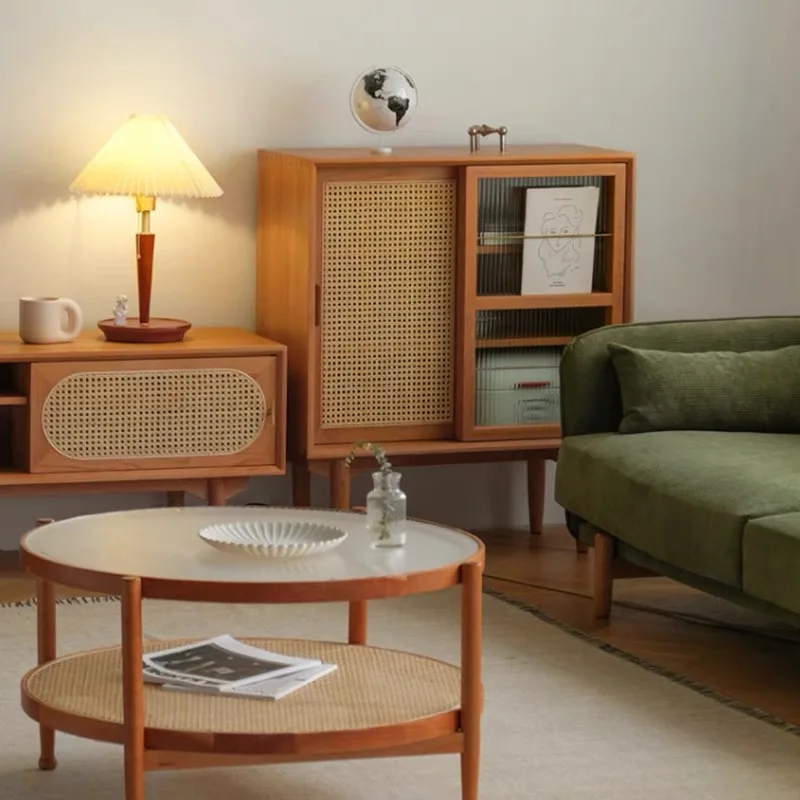 Dinner Side Cabinet, Japanese Style Living Room Display Cabinet, Magazine Bucket Cabinet, Door Type Storage Cabinet