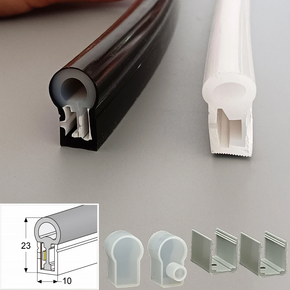 White/Black Led Neon Silica Gel Soft Cover Tube T1023 IP67 Waterproof Flexible For 10mm LED Strip Light WS2812B WS2811 5050 RGB
