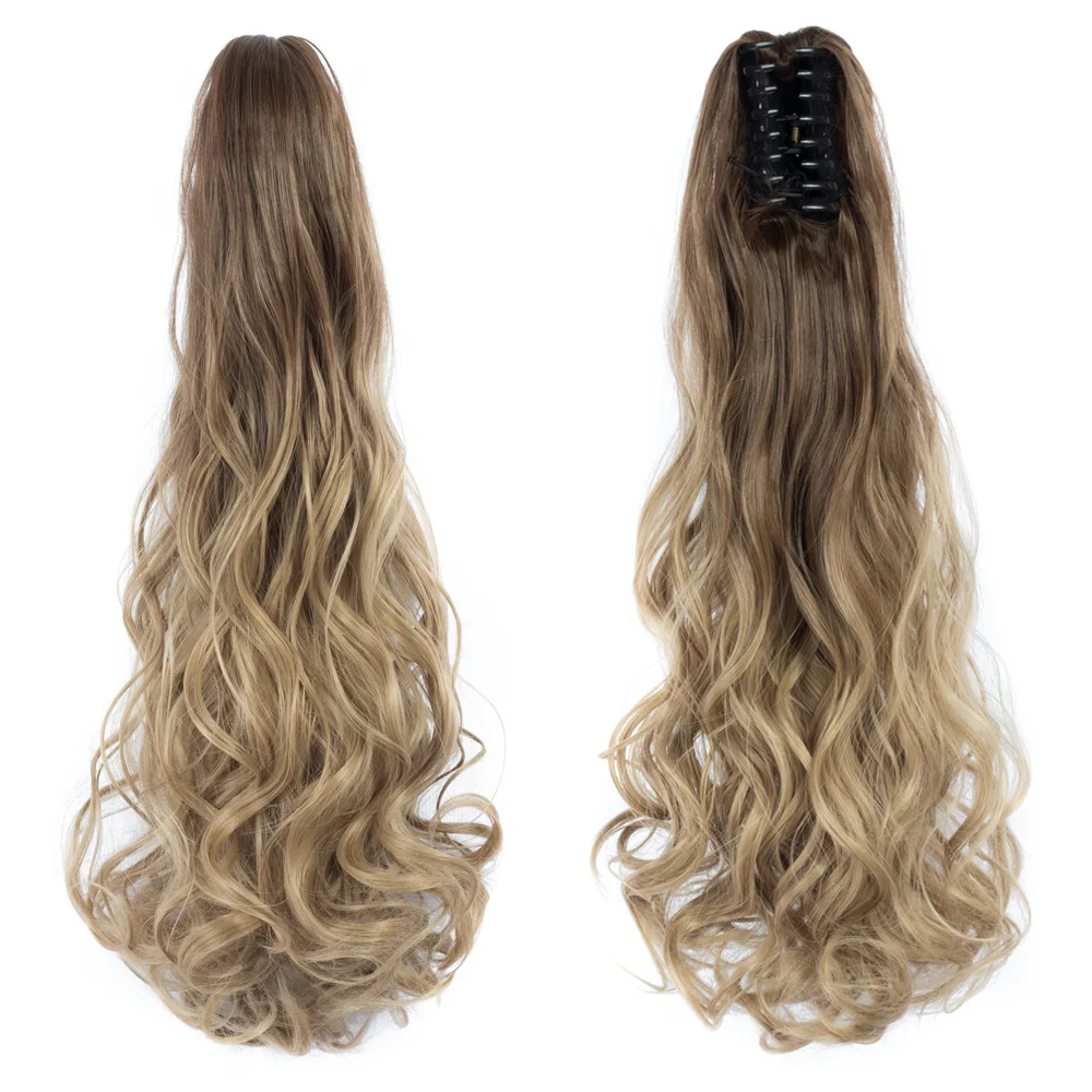 Sintético Curly Ponytail Extensão, Extensão Do Cabelo Garra Clipe, ondulado Fofo, Natural Hairpieces, 24