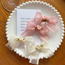 1PC Cute Princess Pink Beige Flower Bowknot Hairpins Children Headwear Hairgrip Hair Clips Barrettes Hair Accessories for Girls