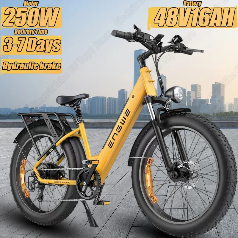 Electric Bike ENGWE E26 ST 250W Brushless Motor 48V16AH Lithium Battery 26 Inch Fat Tire E Bike Max Range 140km Electric Bicycle