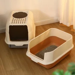 Extra Large Cat Litter Box Cat Toilet Fully Enclosed Foldable Litter Pan Anti-Splash Dog Toilet Pet Bedpans with Litter Scoop