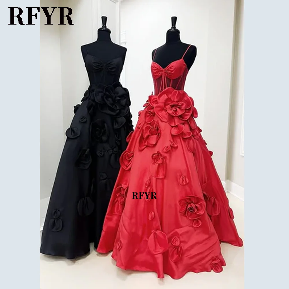 RFYR vestido de graduación con flores 3D una línea vestidos de fiesta de noche para mujer vestido para ocasión Formal vestidos de fiesta