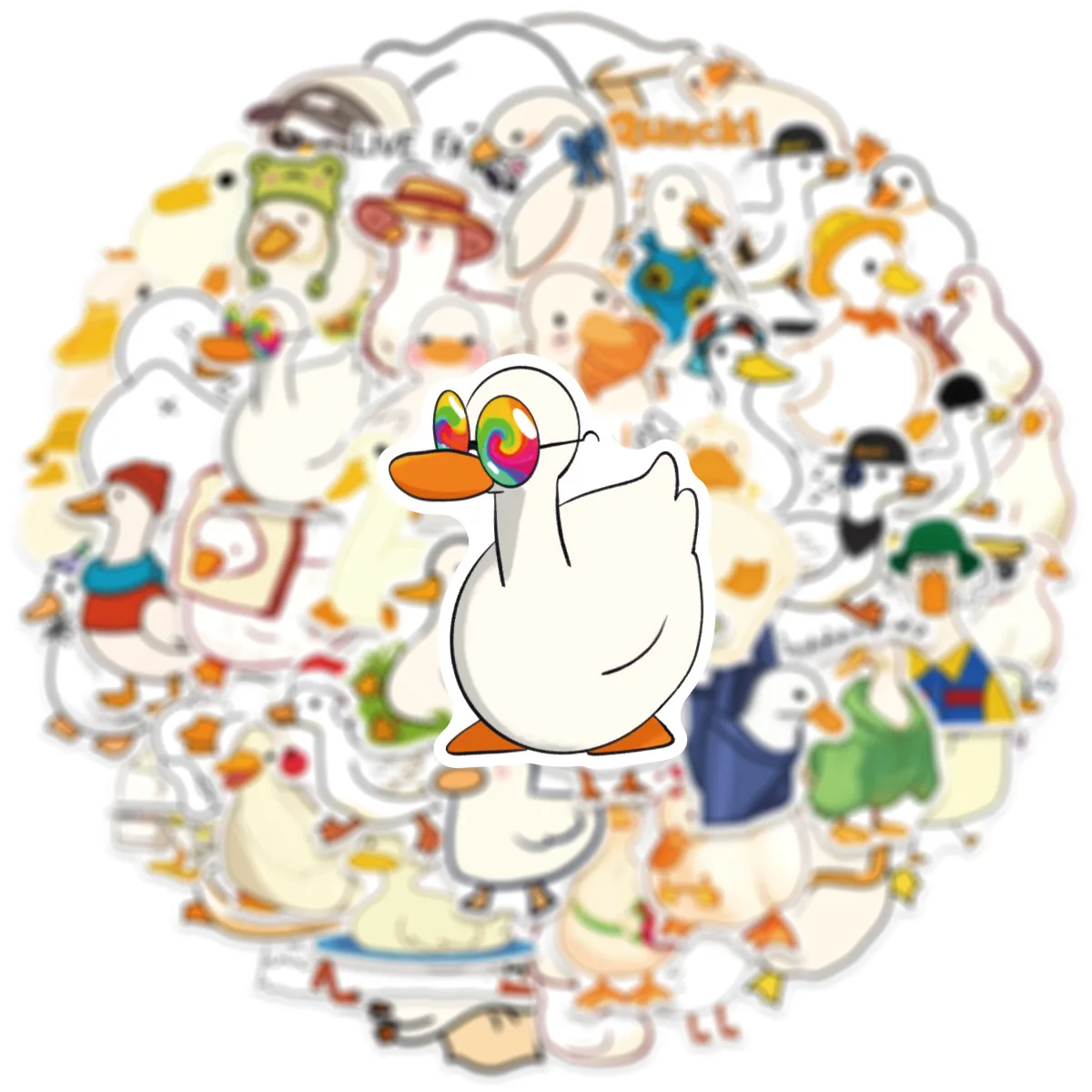 50PCS Adesivos Divertidos de Pato em Estilo Cartoon, Adesivos à Prova d'Água, Brinquedos Infantis, Presentes para Mala, Diário, Geladeira, Guarda-Roupa