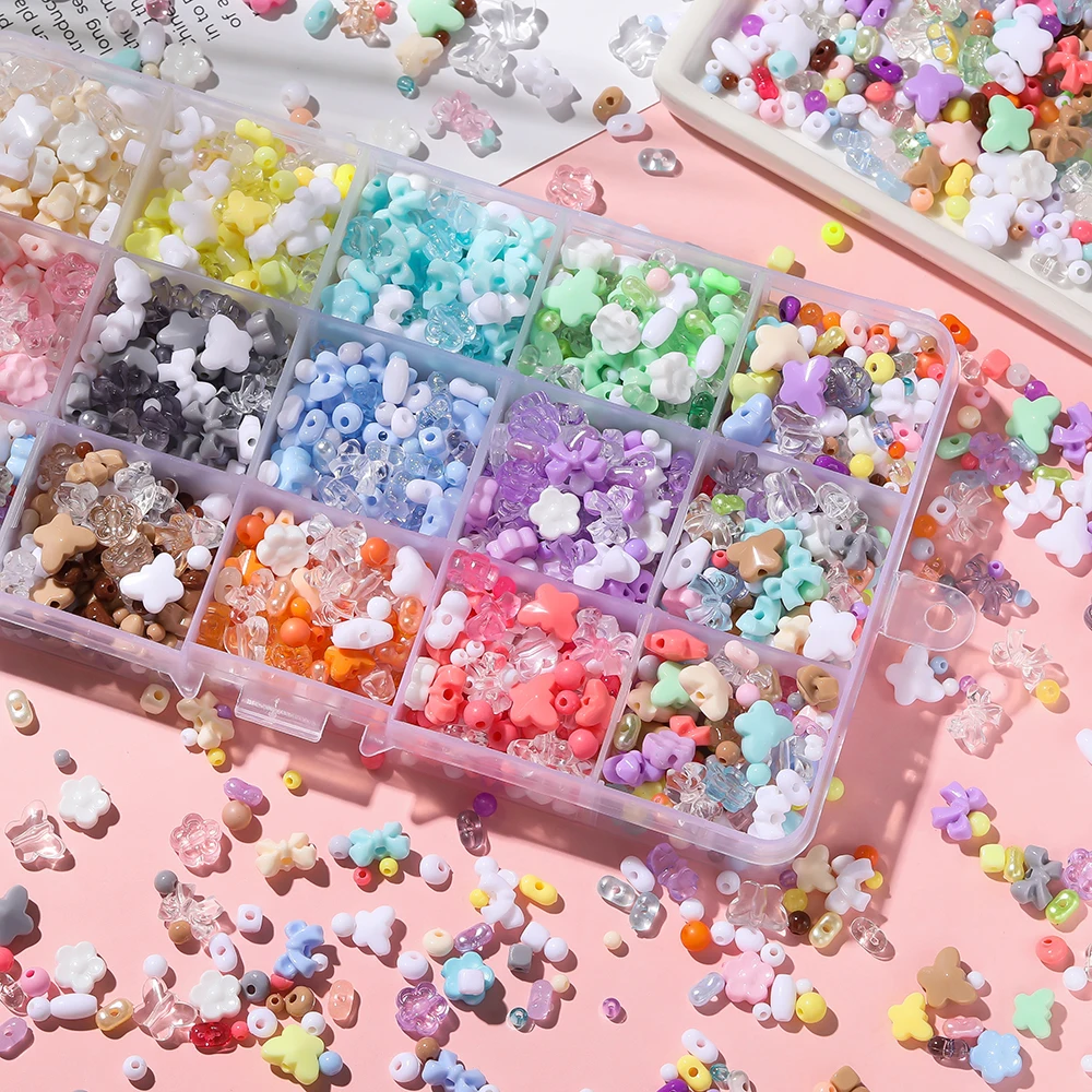 

50g Mixing Style Acrylic Butterfly Flower Bead Loose Spacer Beads for DIY Handmade Bracelet Phone Chains Jewelry Making Findings