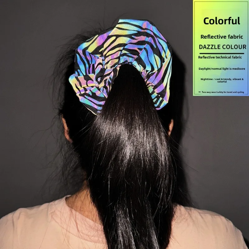 توهج توك شعر داكن ربطات شعر عاكسة متوهجة Scrunchy العصابات النساء موضة إكسسوارات الشعر الرياضة الهذيان العصابات الشعر