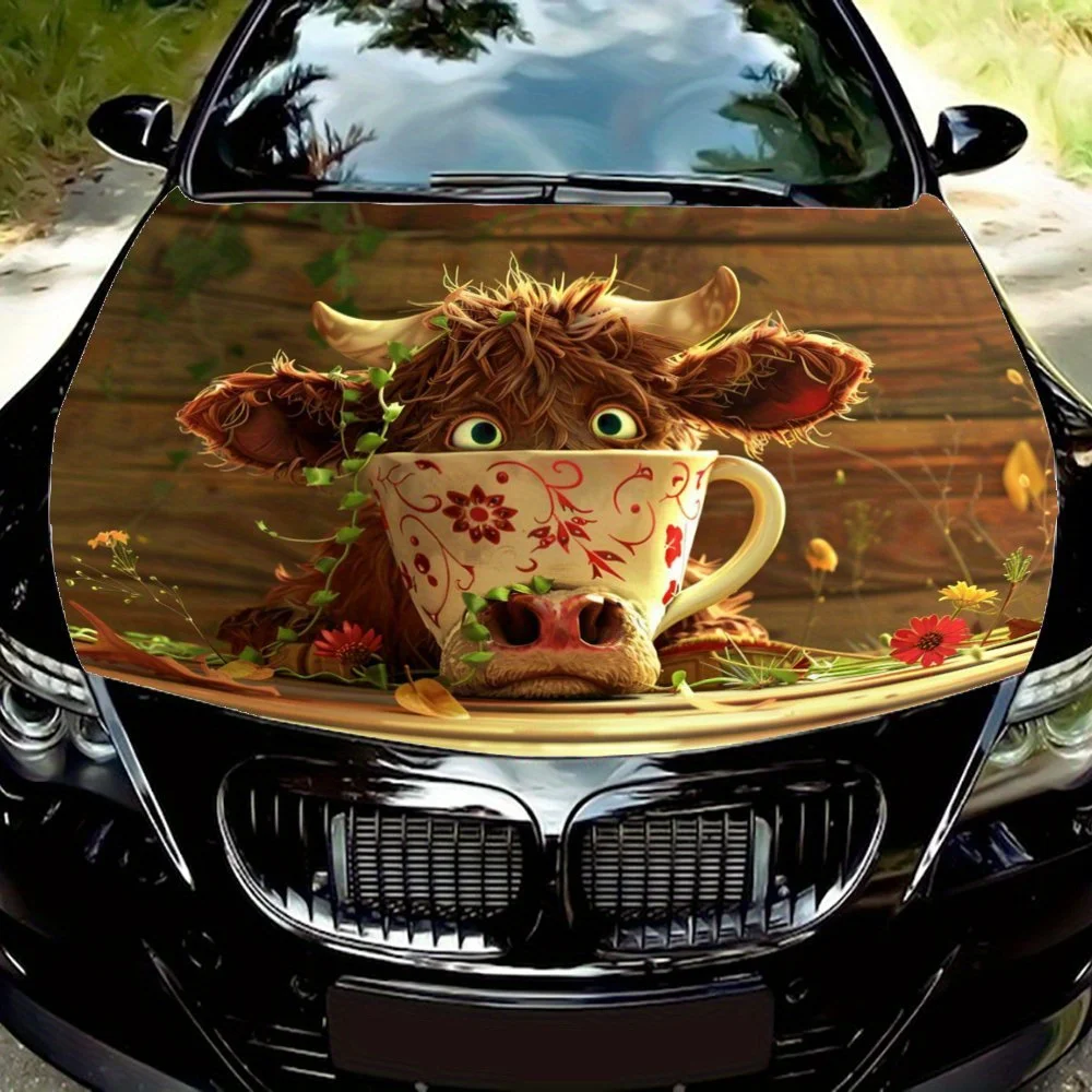 

Green Plants with Cows: Natural Cute Graphics in a Cup; Car Vinyl Wraps, Vinyl Car Hood Graphics, Suitable for All Types of Vehi