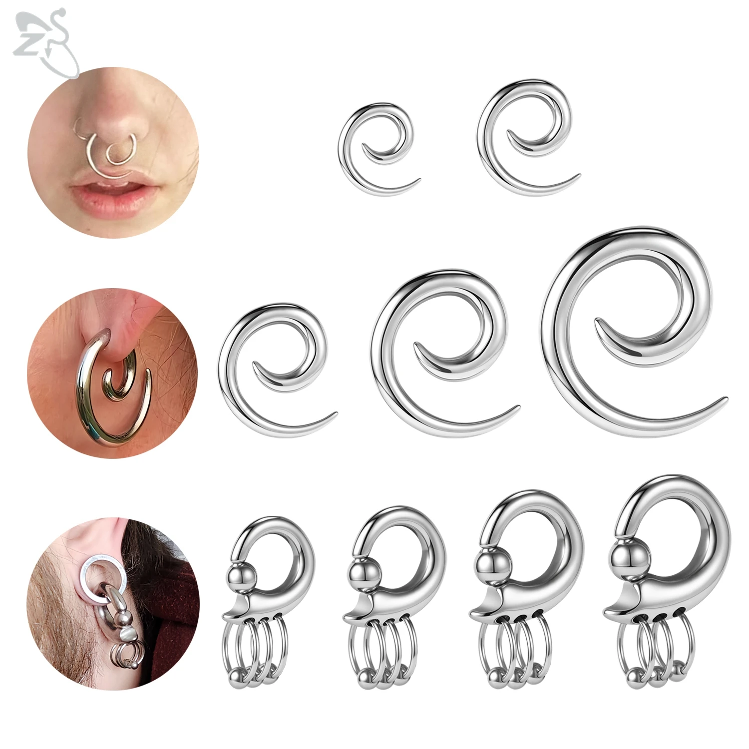 

AOEDEJ 1-2pcs/lot Stainless Steel Ear Plug And Tunnel Large Gauges Spiral Ears Expander Flesh Stretching Body Piercing Jewelry