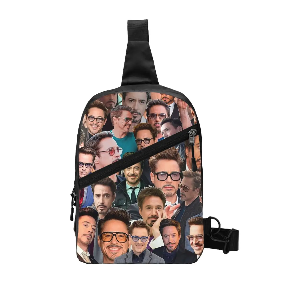 Robert Downey Jr. Photo Collage Chest Bag Men Sling Crossbody Backpack Chest Bag Travel Hiking Daypack Shoulder Bag