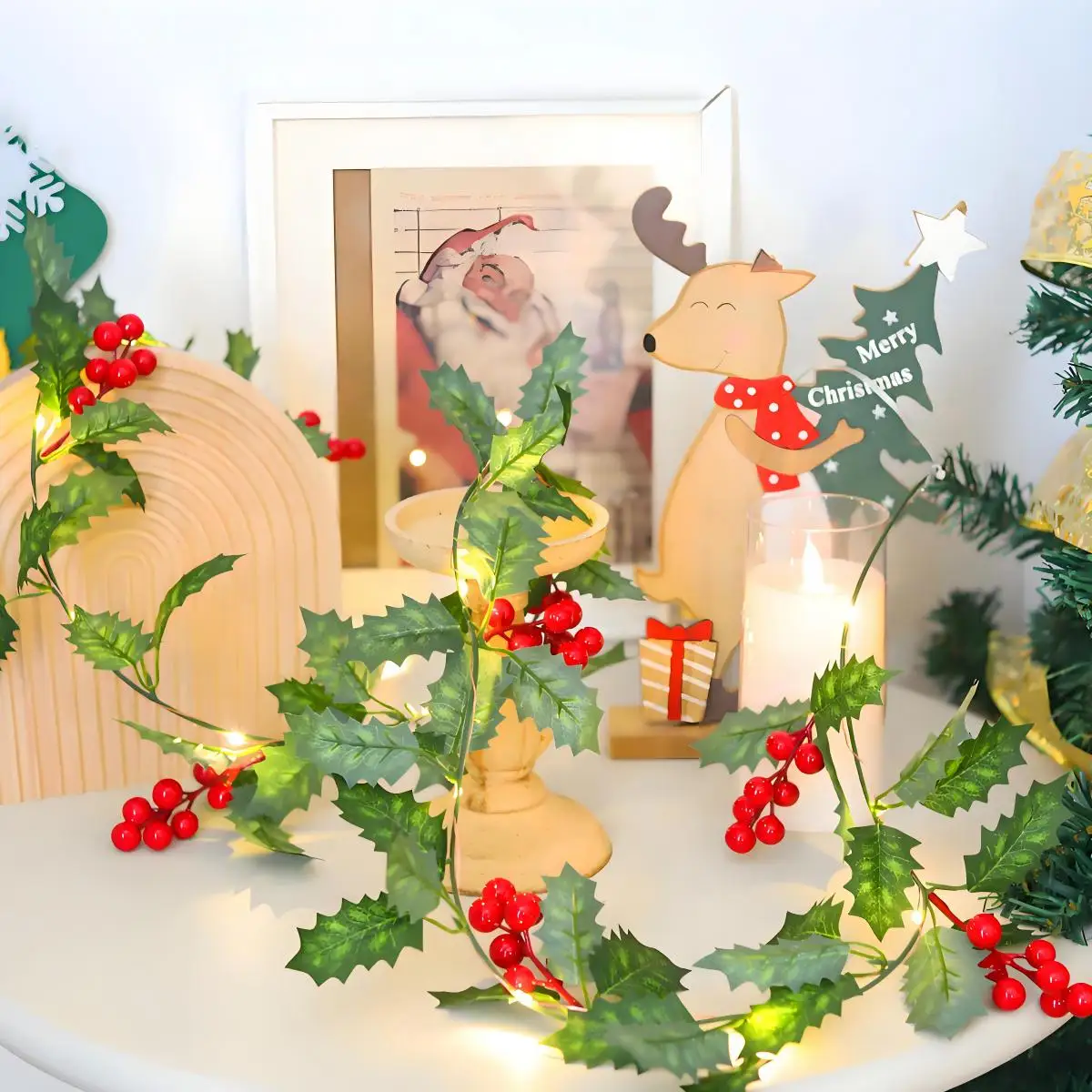 Simulated Rattan Led String Lights, DIY Garland String Lights Christmas Decoration Rattan Berries (Battery Powered) Party Atmosphere Decoration