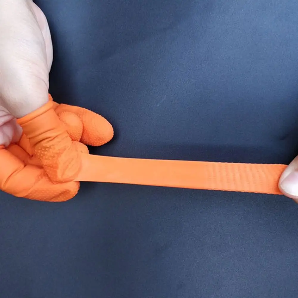 100pcs Wear Resistant Rubber Finger Cover Disposable Anti-Static Non-slip Gloves Orange Soft Fingertips Protector For Home