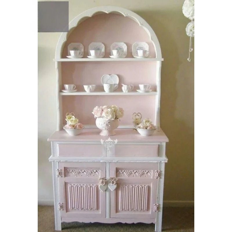 French carved solid wood bookcase, dining side cabinet, porch, shoe cabinet American pastoral pink.