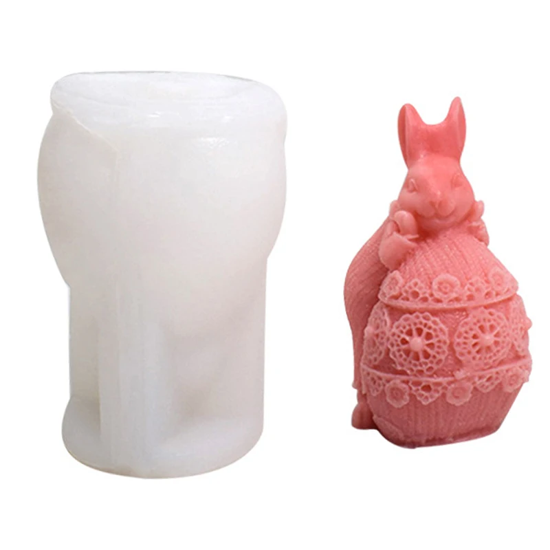 1 Candle Silicone Mold Rabbit Egg Aromatherapy Candle DIY Easter Drip Plaster Rabbit Mold