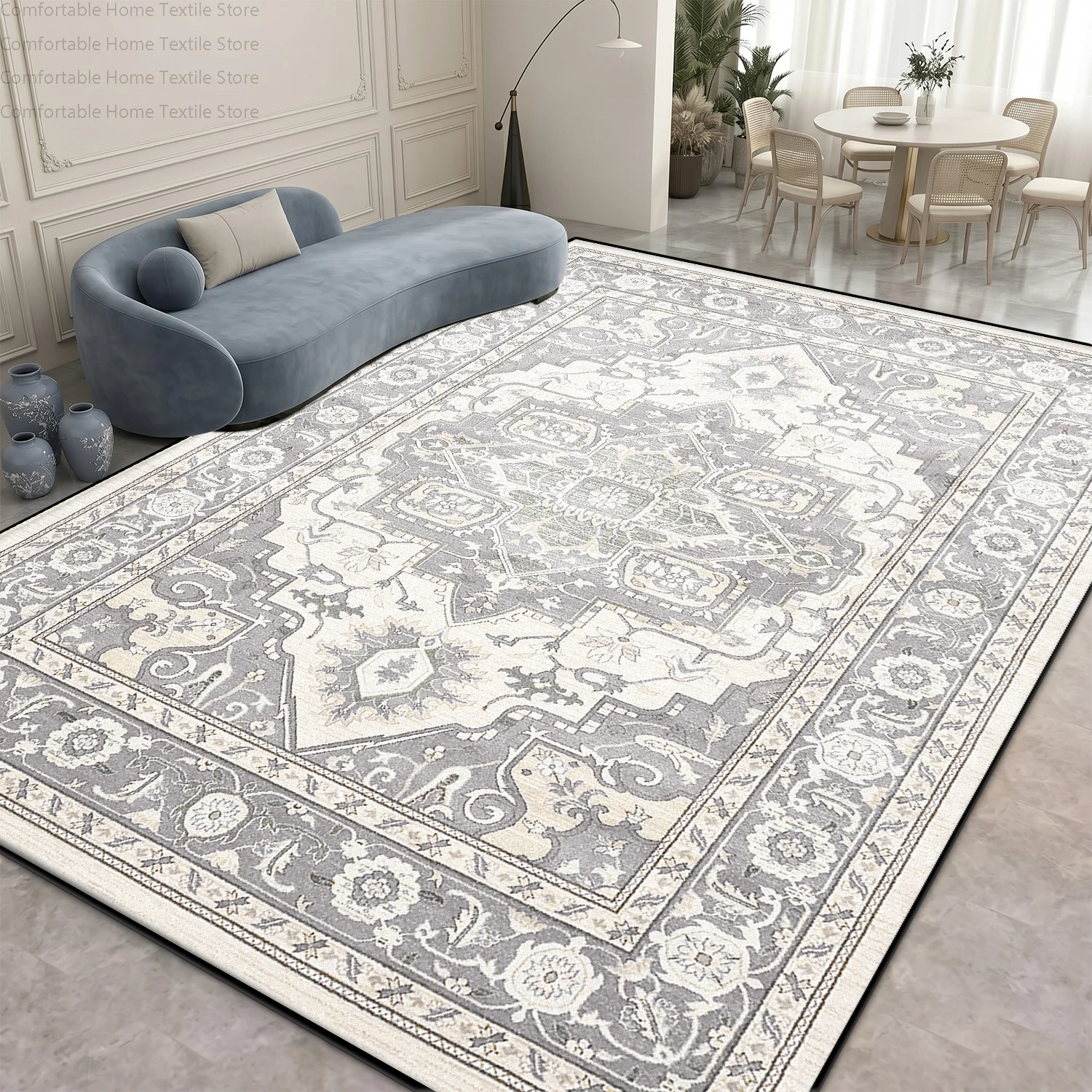 Fresh Vintage Persian Style Living Room Carpet Home Decoration Luxury Antiskid Soft Rug Large Area Easy Clean Coffee Tables Mats - view 2