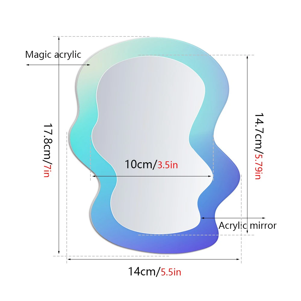 다채로운 불규칙 마그네틱 사물함 거울 냉장고 스티커, 학교 욕실 캐비닛 거울, 메이크업 거울, 가정 장식