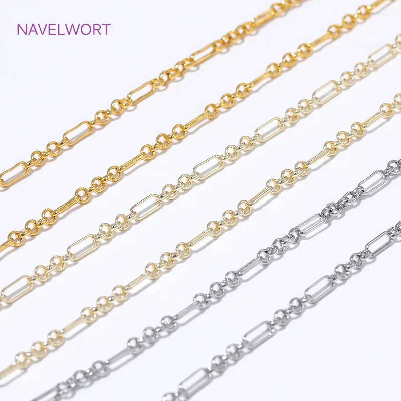 14/18K Gold Plated Brass Bulk Chains For Jewelry Making Supplies,Chain For Needlework,DIY Bracelets Necklaces Accessories