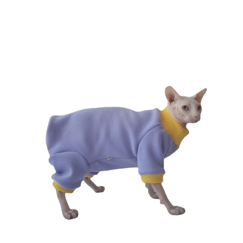 

Autumn and Winter Polar Fleece Belly Four-legged Sphynx Hairless Cat Devon Clothes Double-sided Wear Thickened Warmth