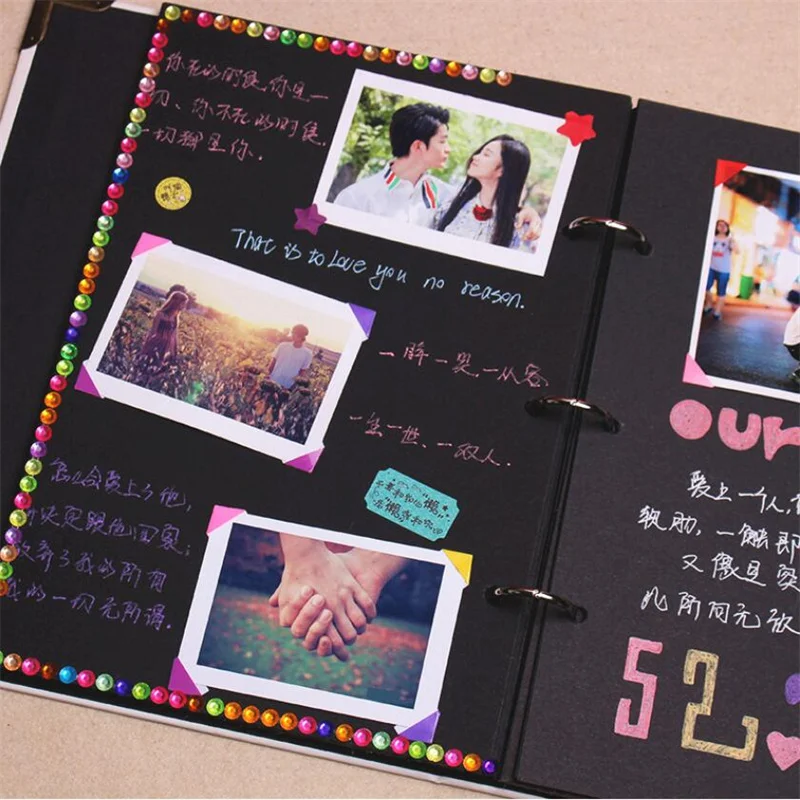 DIY Photo Album Retro Horn Strap Korean Couple Handmade Paste Loose-leaf Love Photo Album Creative Wedding Birthday Gift