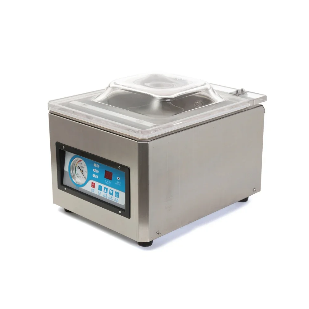 DZ260 Máquina envasadora de sellado al vacío de bolsas de frijoles con fechas y fechas de una sola cámara pequeña de escritorio semiautomática