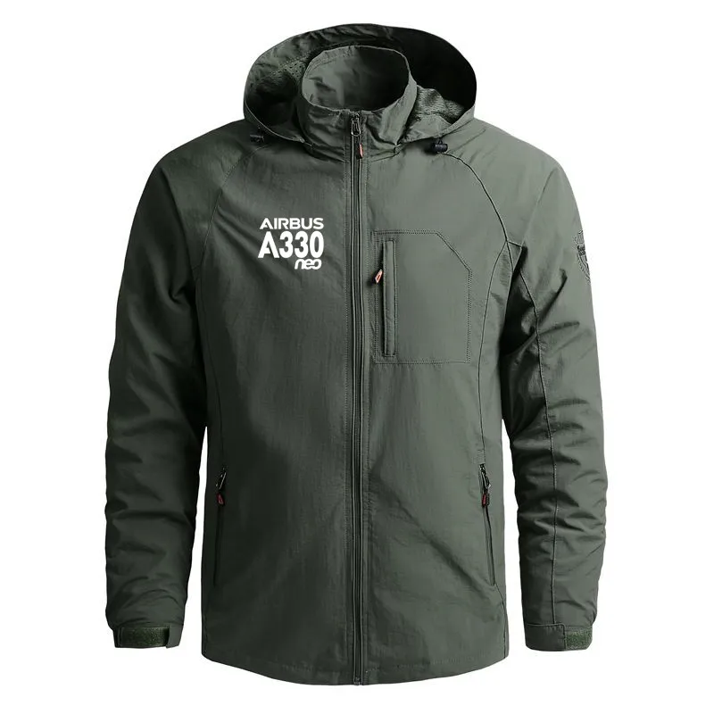 

Autumn Spring Casual Pilot Jacket for Men Airbus A330 Neo Outdoor Military Hiking Waterproof Hooded Windbreaker Coat Jackets