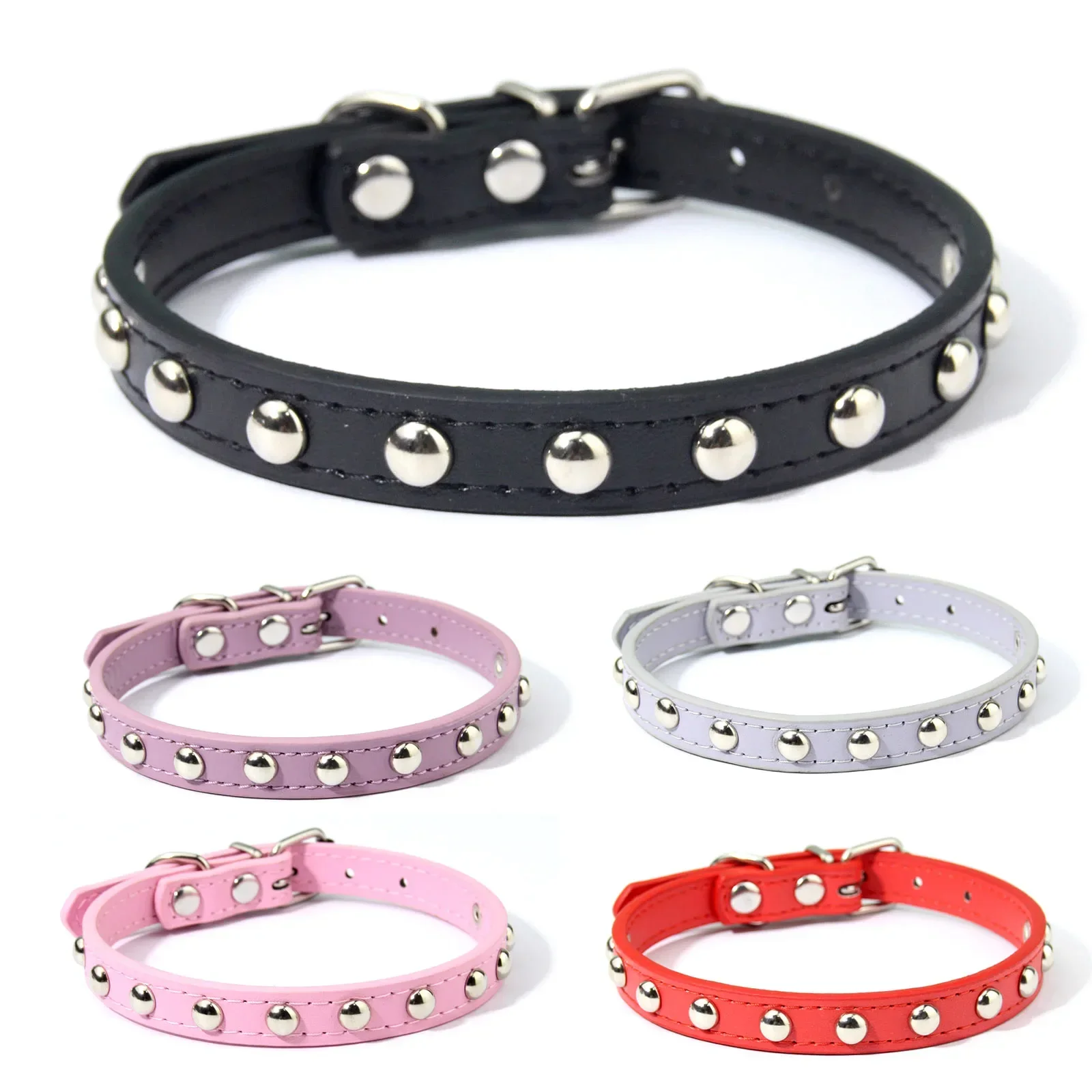 Rivets Anti-Bite Leather Dog Cat Collars Pu For Small Medium Large Dogs Pet Collar Pet Products Kitten Puppy Neck Strap